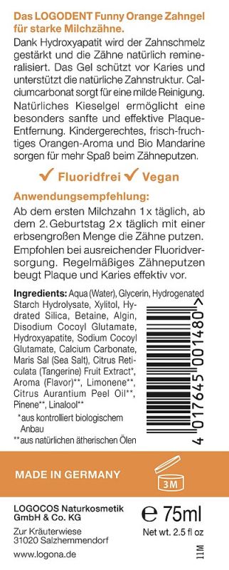 LOGODENT VEGAN Зубний гель дитячий для прорізування зубів Смішний апельсин