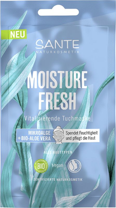 Sante БІО-Маска тканинна MOISTURE FRESH для зволоження обличчя з Мікроводоростями та Алое