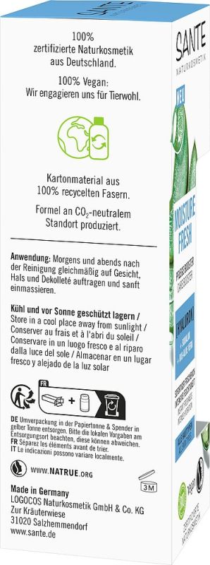 Sante БІО-Бустер MOISTURE FRESH для зволоження обличчя з гіалуроновою кислотою та Алое