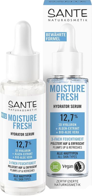 Sante БІО-Сироватка-супергідратор MOISTURE FRESH для зволоження обличчя з гіалуроновою кислотою та Алое