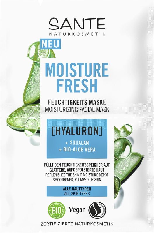 Sante БІО-Гідромаска MOISTURE FRESH для зволоження обличчя з гіалуроновою кислотою та Алое