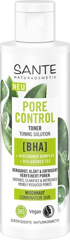 Sante БІО-Тонік PORE CONTROL для комбінованої шкіри обличчя з BHA-кислотою, ніацинамідним комплексом та зеленим чаєм