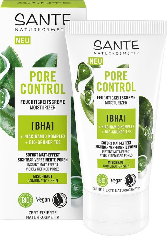 Sante БІО-Крем PORE CONTROL для зволоження комбінованої шкіри обличчя з BHA-кислотою та ніацинамідним комплексом