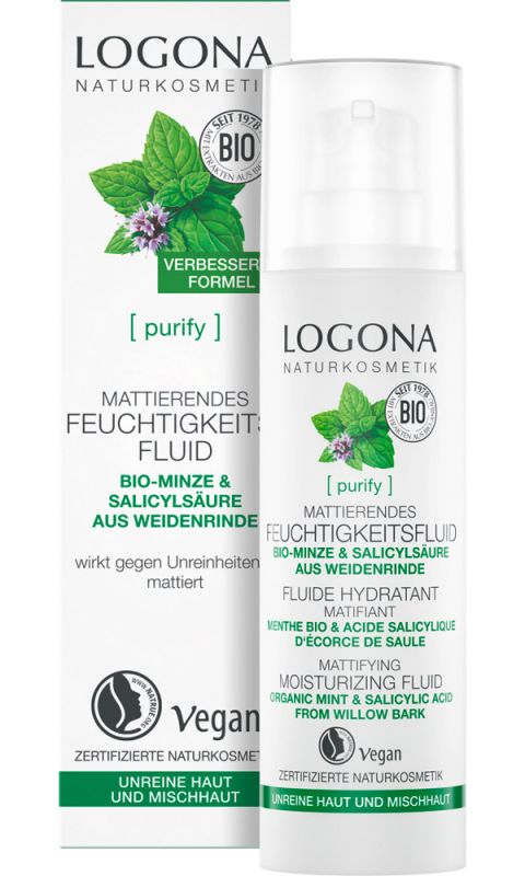 Logona БІО-Крем-флюїд матуючим ефектом для жирної і проблемної шкіри М'ята і Саліцилова кислота з кори Верби