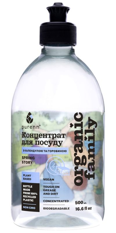 Organic Family Натуральний рідкий засіб Spring Story для миття посуду з Лавандою, Календулою та Горобиною