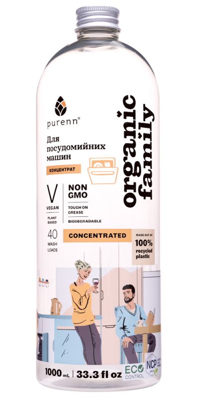 Organic Family Натуральний гель-концентрат для посудомийної машини 2в1 Очищення+Ополіскування