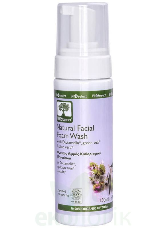 BIOselect Organic Очищуюча пінка для обличчя з Диктамелією, зеленим чаєм та алое