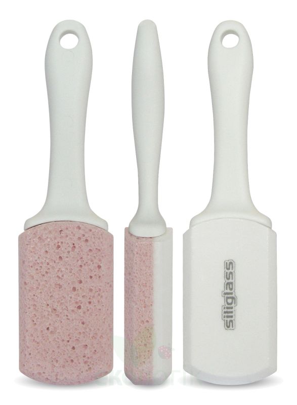 Пемза Siliglass двойного действия, Розовая с ручкой