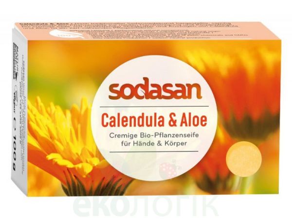Sodasan Органічне протизапальне крем-мило Календула та Алое для обличчя та тіла