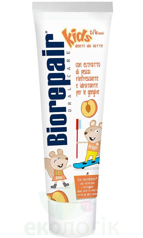 BioRepair Дитяча зубна паста Веселе мишеня — Персик (з 0 до 6 років)