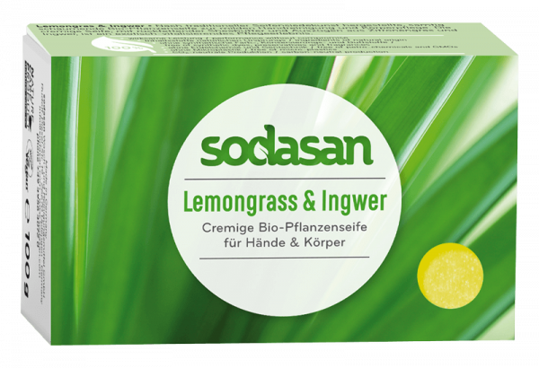 Sodasan Органічне тонізуюче мило-крем для обличчя та тіла Лемонграс-Імбир