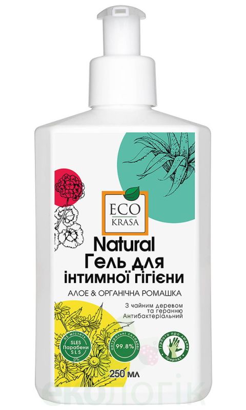 EcoKrasa Натуральний гель для інтимної гігієни Алое та органічна Ромашка