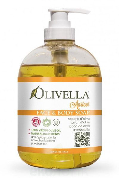 OLIVELLA Жидкое мыло для лица и тела Абрикос на основе оливкового масла