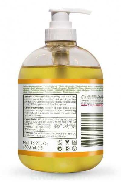 OLIVELLA Жидкое мыло для лица и тела Абрикос на основе оливкового масла