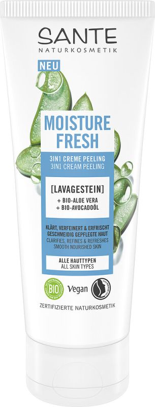 Sante БІО-Крем-пілінг MOISTURE FRESH 3в1 з вулканічною лавою, алое та авокадо