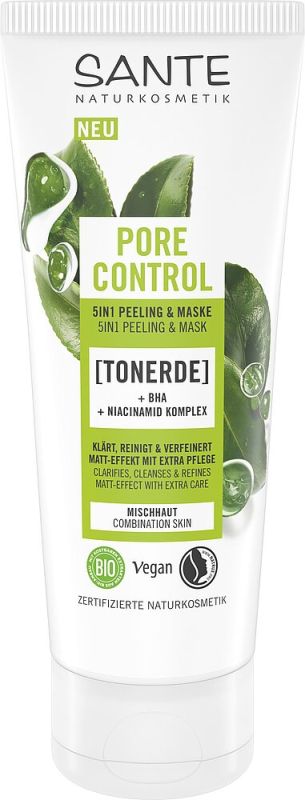 Sante БІО-Засіб PORE CONTROL для очищення комбінованої шкіри обличчя 5в1 з BHA-кислотою та ніацинамідним комплексом