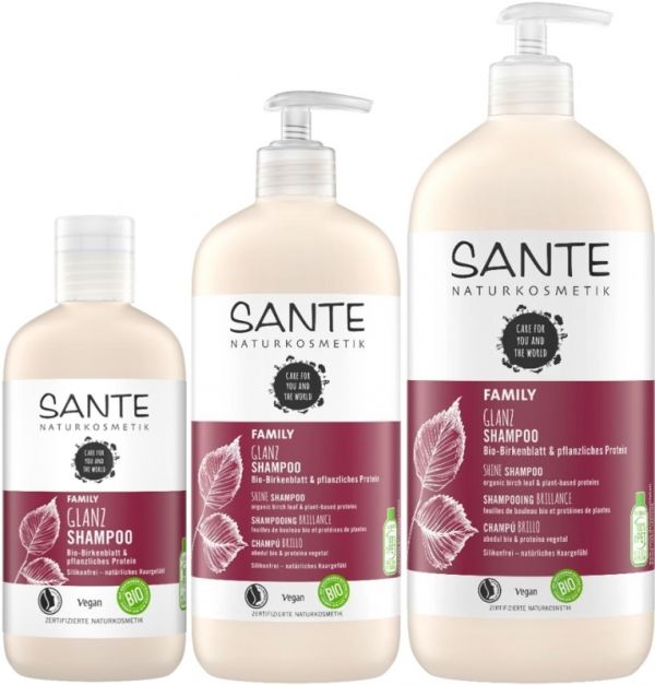 Sante БІО-Шампунь для блиску волосся Рослинні протеїни та Березове листя (для всієї родини)