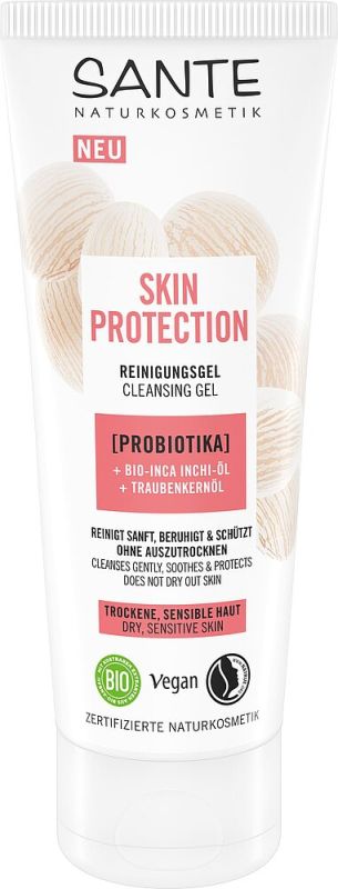Sante БІО-Гель SKIN PROTECT для вмивання сухої та чутливої шкіри обличчя з Пробіотиками