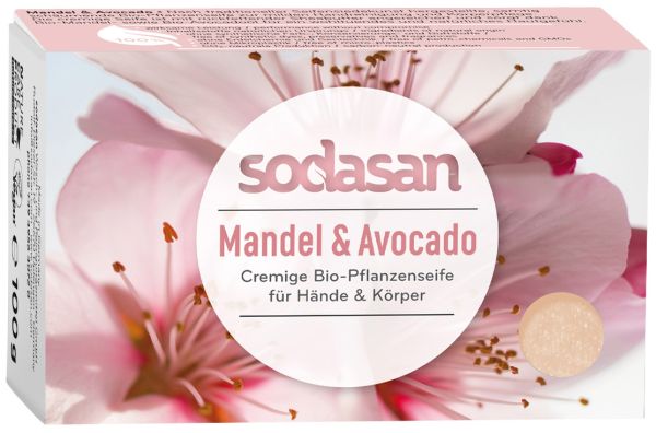 Sodasan Органічне зволожуюче мило-крем для обличчя та тіла Мигдаль-Авокадо