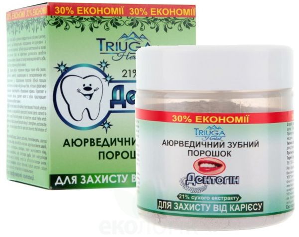 Тріюга Хербал Аюрведичний зубний порошок Дентогін для захисту від карієсу