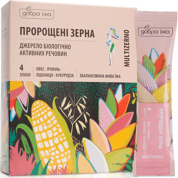 Пророщені зерна "Добра їжа" в стіках (овес, ячмінь, пшениця, кукурудза)