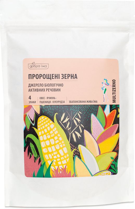 Пророщені зерна злакових Добра їжа (овес, ячмінь, пшениця, кукурудза)